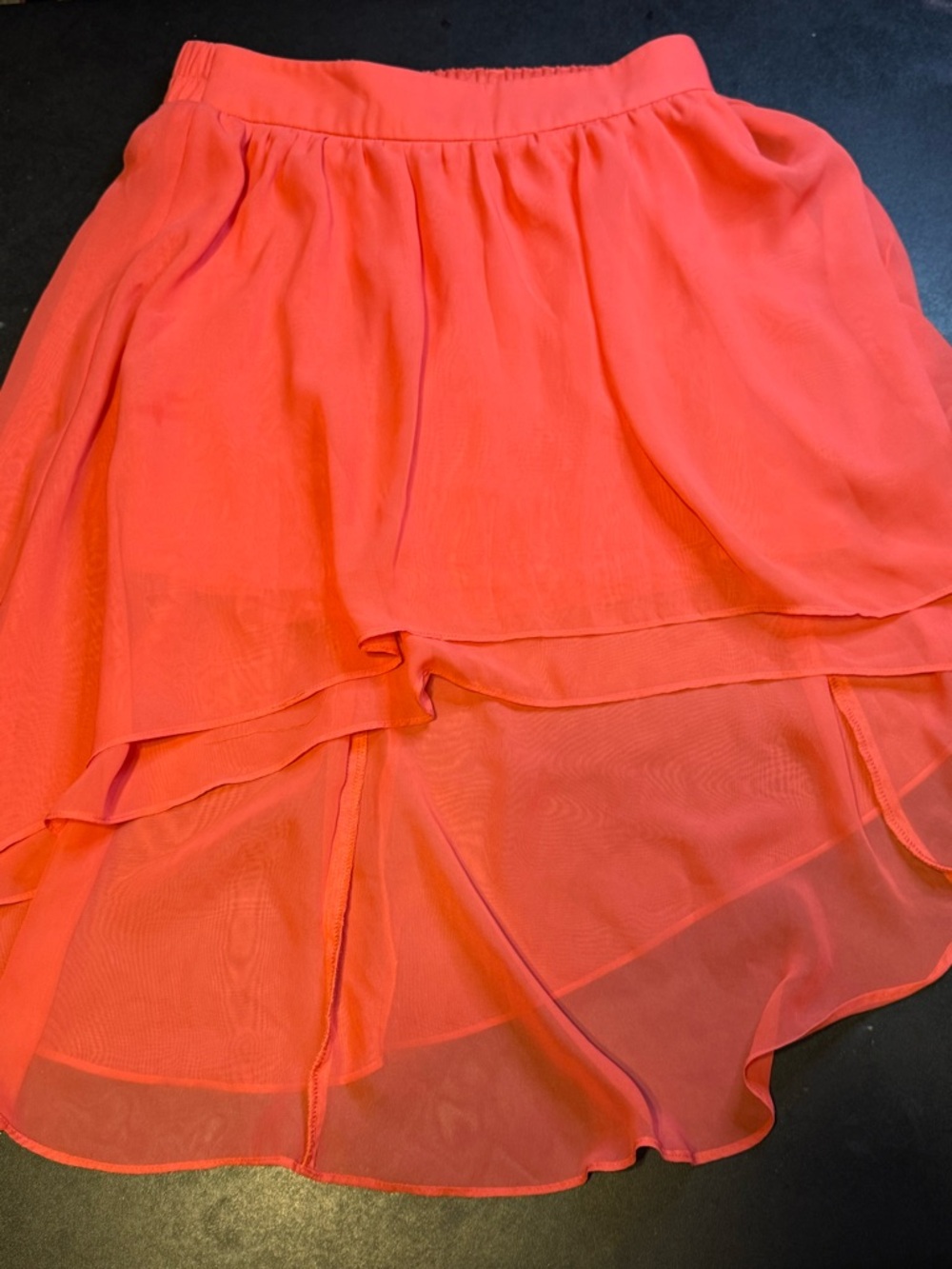 Guess Coral High-Low Layered Chiffon Skirt